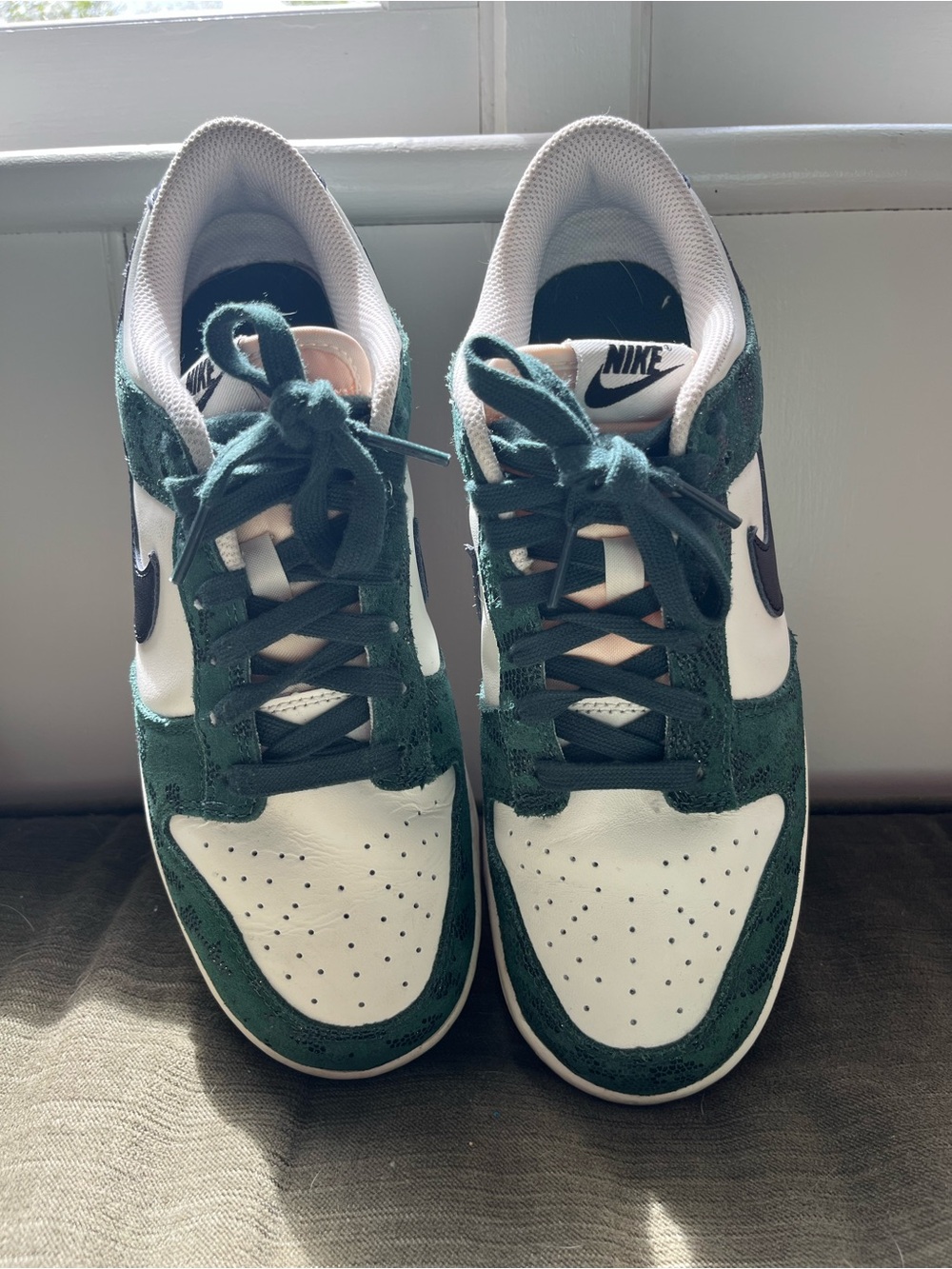 Nike Dunk Low Sneakers in Green, White and Black